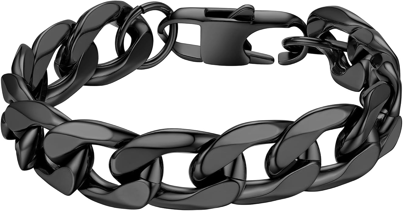 PROSTEEL Silver/Gold/Black Bracelets for Men Figaro Cuban Link, 6mm-13mm Width, 7.5"/8.3"/9" Length, Stainless Steel Mens Bracelet Jewelry with Gift Box