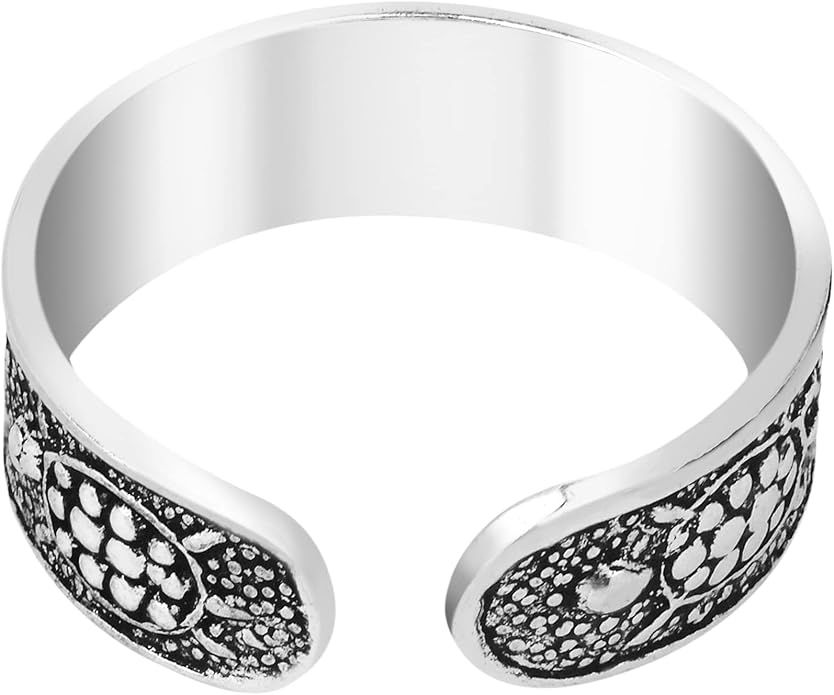 AeraVida .925 Sterling Silver Adjustable Toe Ring or Pinky Ring 5mm Wide Open Band, Stackable Minimalist Summer Foot Jewelry | Sun Moon Star Turtle Butterfly Leaf Olive Branch Ocean Wave Yin Yang Design