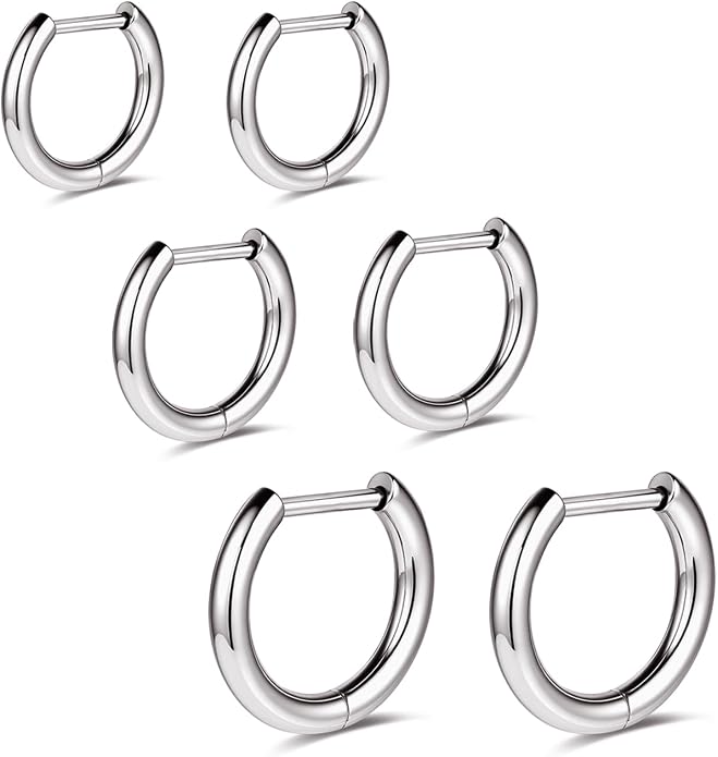AOEDEJ G23 Titanium Black/Steel Gray/Gold Hoop Earrings 18G Small Huggie Hoop Earrings 8mm/10mm/12mm Cartilage for Sensitive Ears for Multiple Piercing Cartilage Hoop Earring Stack Jewelry