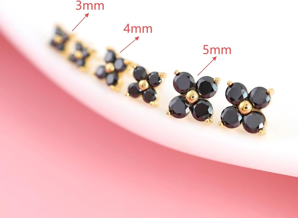 FANSING CZ Flower Internally Threaded Flat Back Earring Labret Stud for Cartilage Tragus Helix Conch