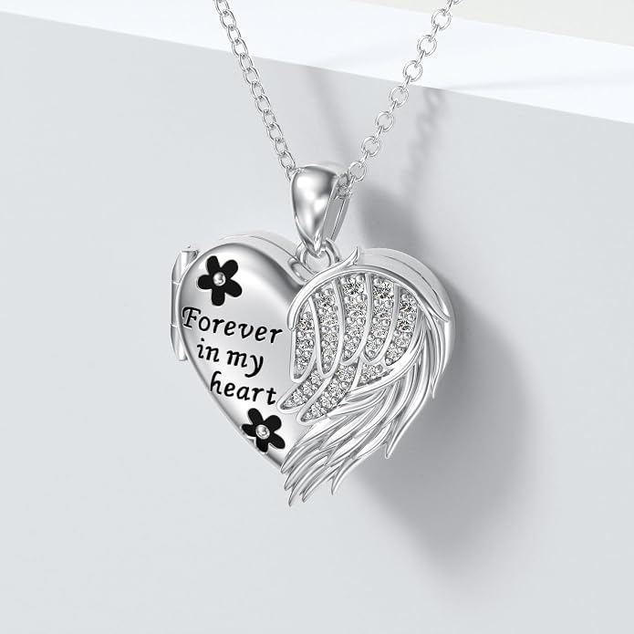 Dorunmo Personalized Locket Necklace 925 Sterling Silver that Holds Pictures Butterfly Birthstone Photo Heart Locket Custom Jewelry Congratulations New Beginnings New Job Gifts for Women