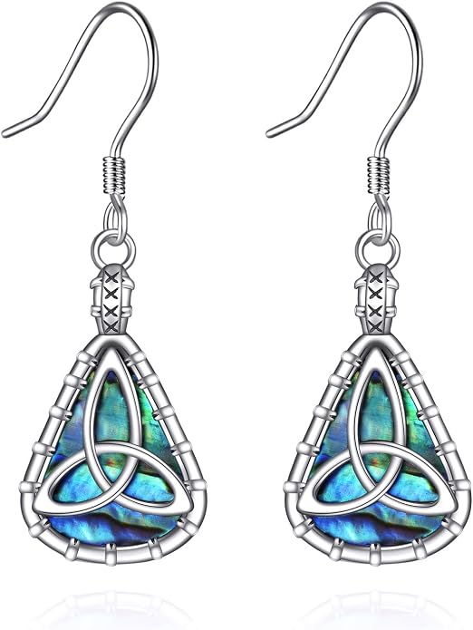 Abalone Shell Dangle Drop Earrings for Women 925 Sterling Silver Filigree Bohemian Earrings Jewelry Gift