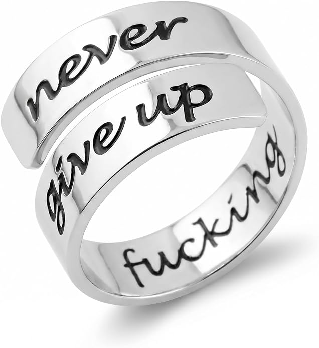 Inspirational Motivational Adjustable Ring Personalized Stainless Steel Spiral Wrap Twist Rings Encouragement Statement Graduation Jewelry Birthday Gifts for Women Teengirls.