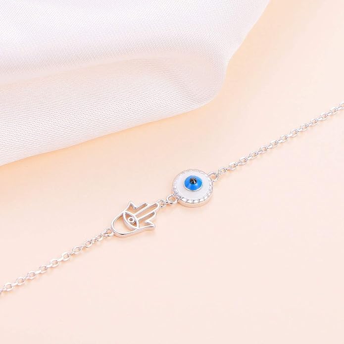 FLYOW S925 Sterling Silver Anklet for Women Summer Boho Beach Charm Adjustable Foot Ankle Bracelet Jewelry Birthday Gift
