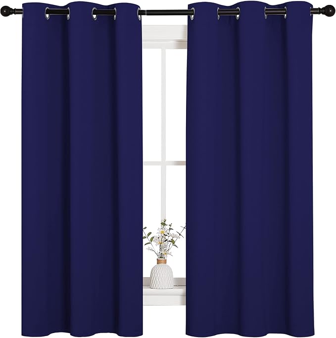 NICETOWN All Season Thermal Insulated Solid Grommet Top Blackout Curtains/Drapes/Panels for Kid's Room (Royal Blue, 2 Panels, 42 x 63 Inch)
