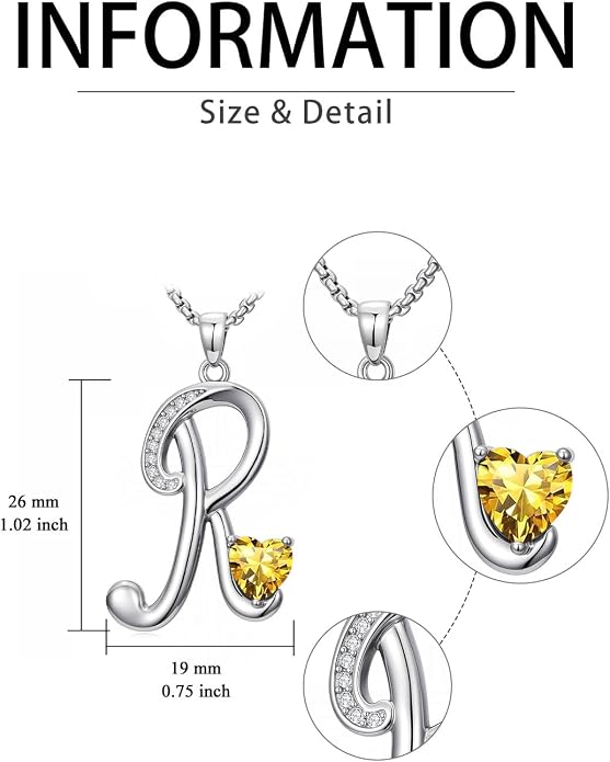 Birthday Gifts for Women Alphabet A to Z Initial Birthstone Pendant Necklaces for Women - 18k White Gold Plated Personalized Name Jewelry Anniversary Graduation Gifts for Wife Her Daughter Girlfriend(with Gift Box)