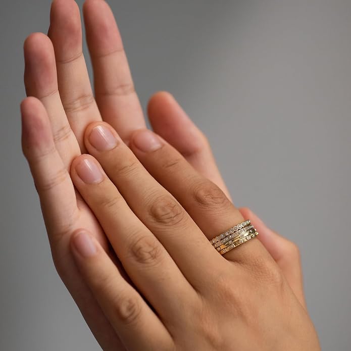14K Gold Filled Rings for Women, Dainty Stacking Rings for Women, Thin Gold Band Ring Plain Statement Ring Comfort Fit Size 6-10