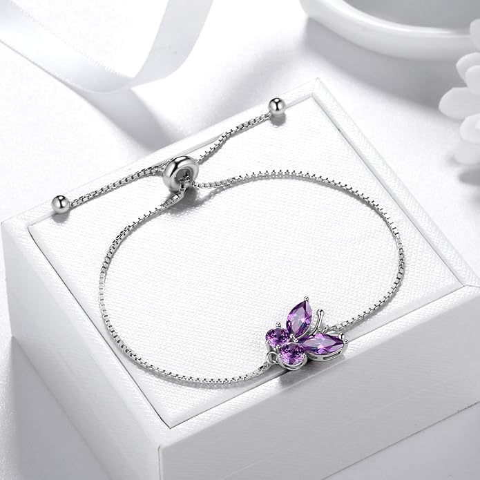 Aurora Tears Butterfly Jewelry,Women 925 Sterling Silver Butterflies Birthstone Pendant Necklace/Earrings/Rings Wedding Gift