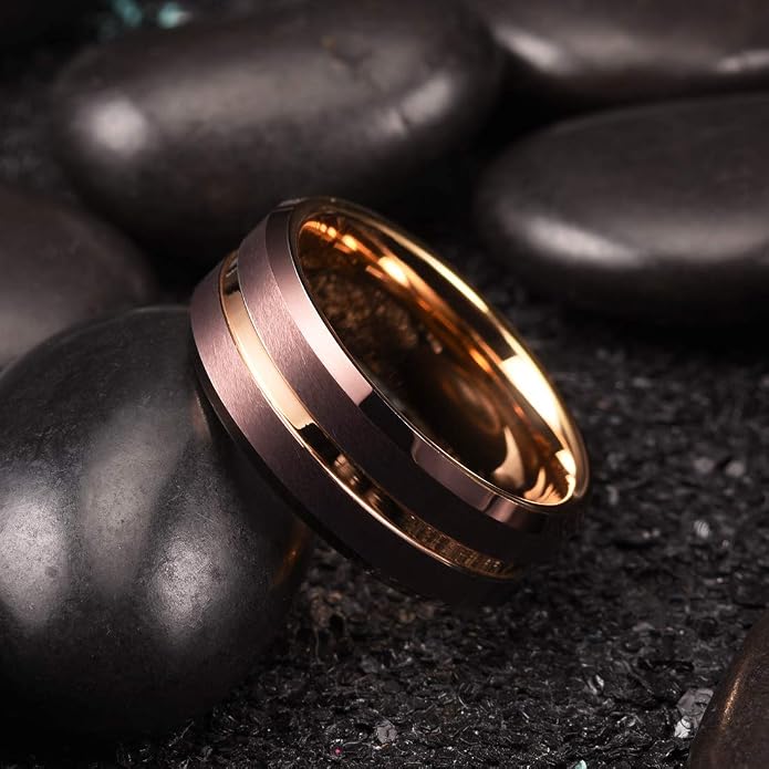 King Will Tungsten Carbide Wedding Band for Men Women-6/8/10mm Width Multicolor Available with Grooved Center Wedding Ring Suitable for Work, Gym Comfort Fit Size 4-16