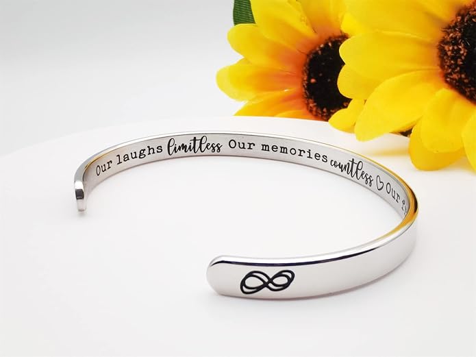 Dczosily Inspirational Bracelets for Women Stainless Steel Cuff Bracelet Engraved Jewelry Motivational Bangles Personalized Gifts for Best Friend/Mom