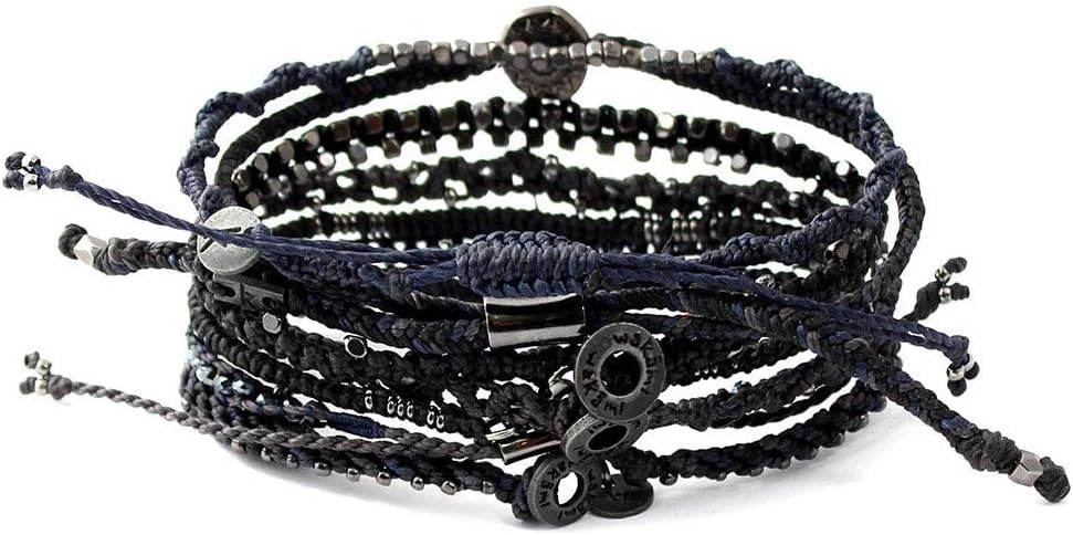 Wakami Earth Charm Bracelet Stack | Braided Beaded Stackable Bracelets for Women | Waterproof Fair Trade Handmade Boho Jewelry for Women and Men