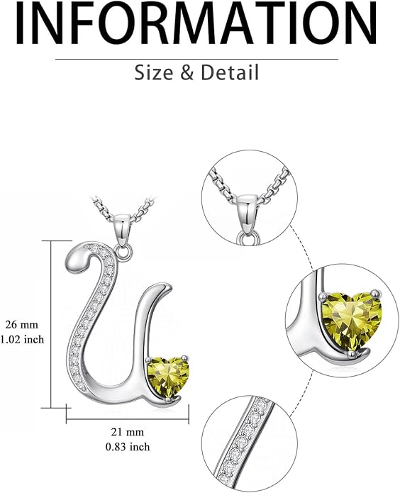 Birthday Gifts for Women Alphabet A to Z Initial Birthstone Pendant Necklaces for Women - 18k White Gold Plated Personalized Name Jewelry Anniversary Graduation Gifts for Wife Her Daughter Girlfriend(with Gift Box)