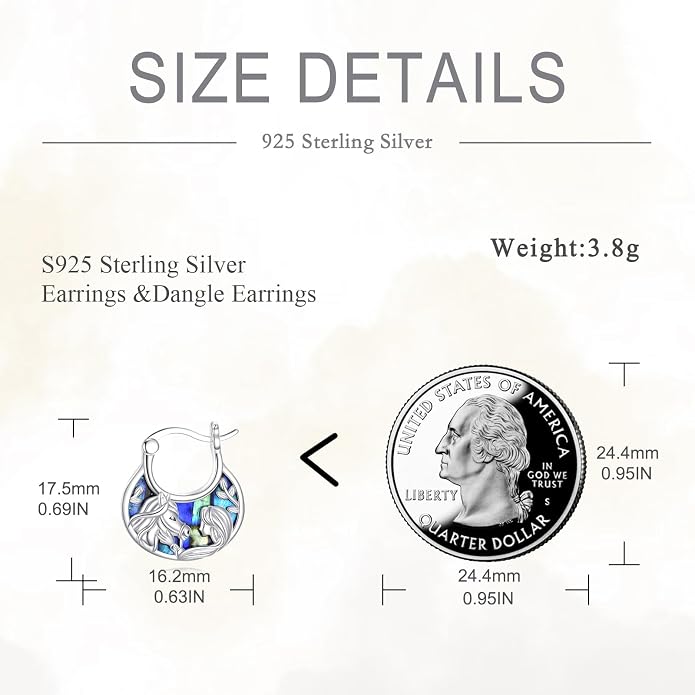Tree of Life/Sunflower/Mountain/Daisy/Flower/Dragonfly/Butterfly/Earrings 925 Sterling Silver Hoop Earrings for Women