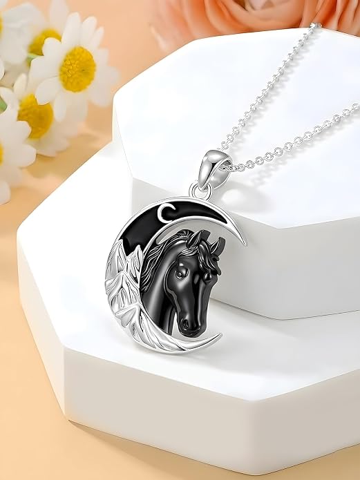 Tree of Life/Cat/Horse/Turtle/Sun/Cow Pendant Crescent Moon Necklace Anniversary Graduation Birthday for Grandma Women Wife Daughter(with Gift Box)