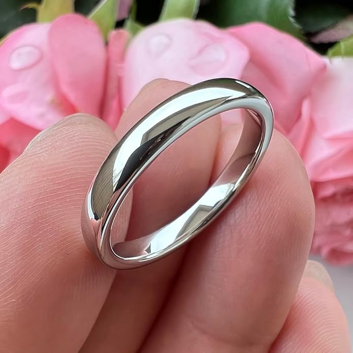 TUTISS 2mm 3mm 4mm 5mm 6mm 7mm 8mm 10mm White Tungsten Rings for Men Women Engagement Wedding Bands Domed Polished Shiny Comfort Fit