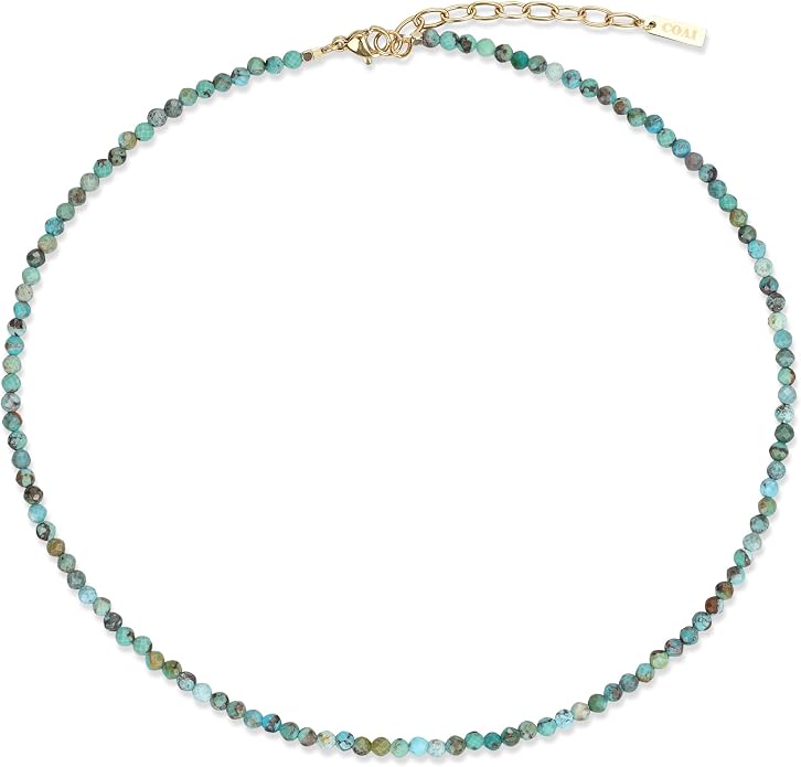 COAI 2mm & 3mm Danity Tiny Bead Necklace for Women, Stone Beaded Crystal Necklace for Women, Sodalite, Australian Jasper, Red Carnelian, Tourmaline, Amethyst, Turquoise Jewelry