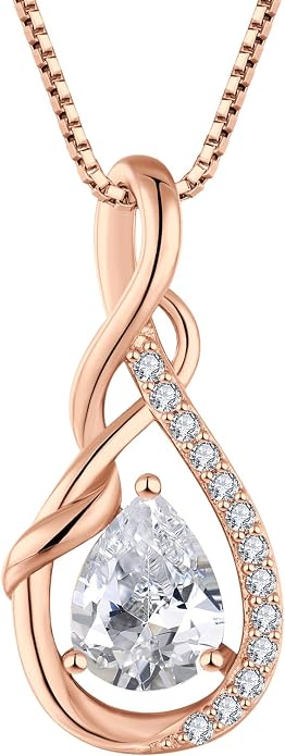 STARCHENIE Infinity Teardrop Pendant Necklace for Women 925 Sterling Silver Birthstone Jewelry
