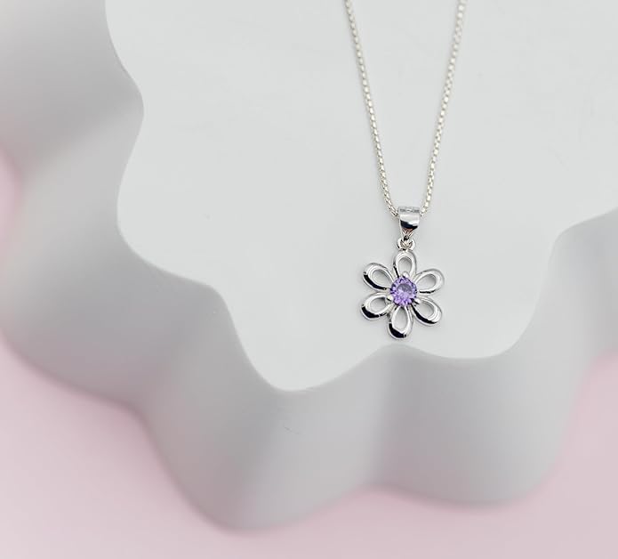 Cherished Moments .925 Sterling Silver Daisy Simulated Birthstone Necklace