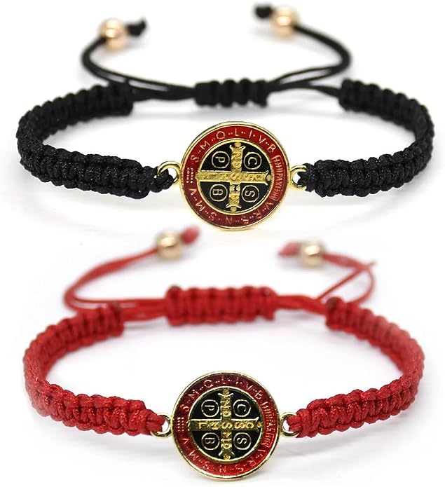 14K Gold Filled San Benito Bracelet For Women And Men, Saint Benedict Medal Bracelet Adjustable String Bracelets Religious, Pulseras De San Benito, Rosario De San Benito