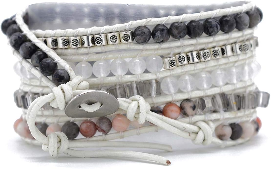 Boho Wrap Bracelet for Women, Handmade Natural Imperial Jasper Multi-Layer Stone Beaded Bracelet, Bohemian Healing Crystal Stone Jewelry Gifts
