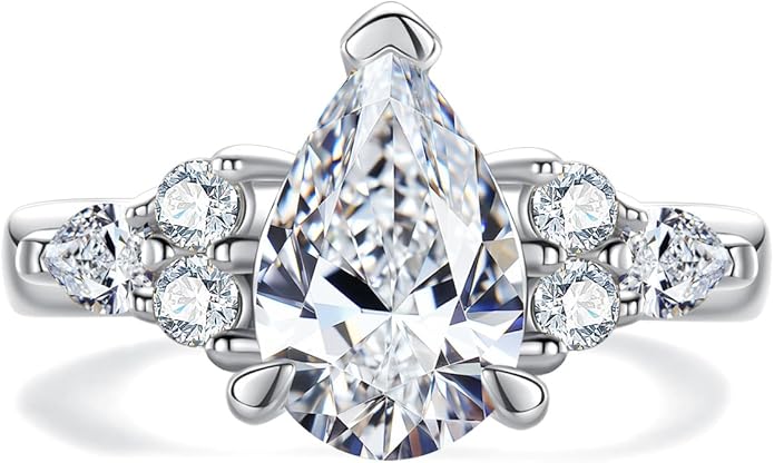 3ct-7ct Cubic Zirconia 3 Stones Engagement Rings 5A Grade Simulated Diamond Cushion Cut/Emerald Cut/Asscher Cut/Heart Cut CZ Anniversary Promise Wedding Rings for Women
