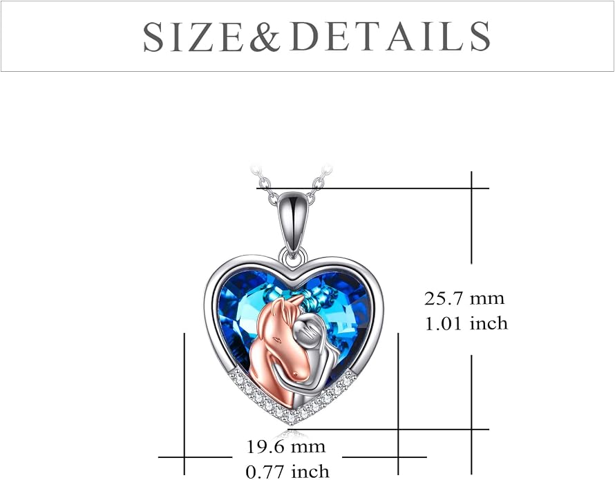 YFN Horse Pendant Necklace Jewelry 925 Sterling Silver Women Embrace Horse Gift For Women