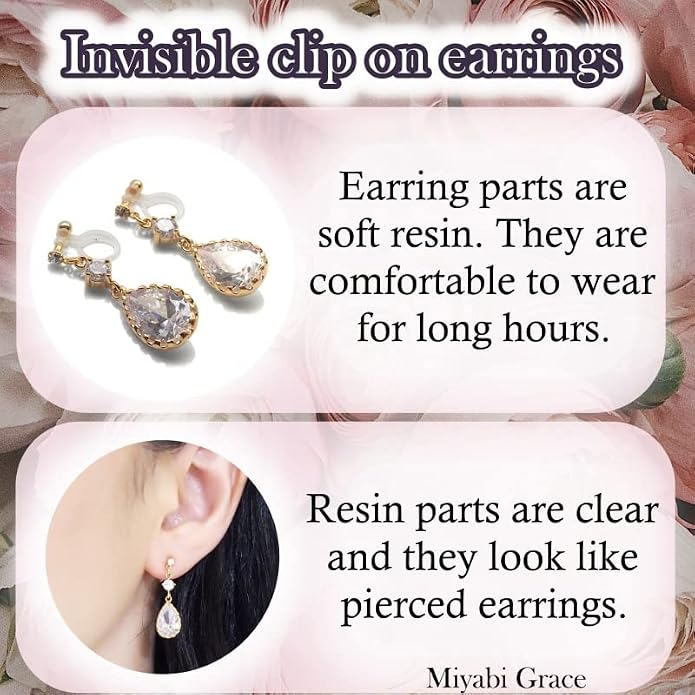 Dangle Silver Invisible Clip On Earrings for Women Not Pierced Gold Crystal Rhinestone Comfortable Hoop Fringe Long Chain Clip On Earrings