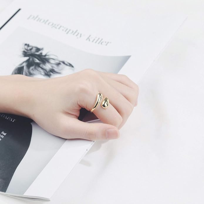YBMYCM 3-10Pcs Dome Rings Set Chunky Gold Ring for Women Men 14k Gold Plated Thick Adjustable Statement Ring Gold/Silver