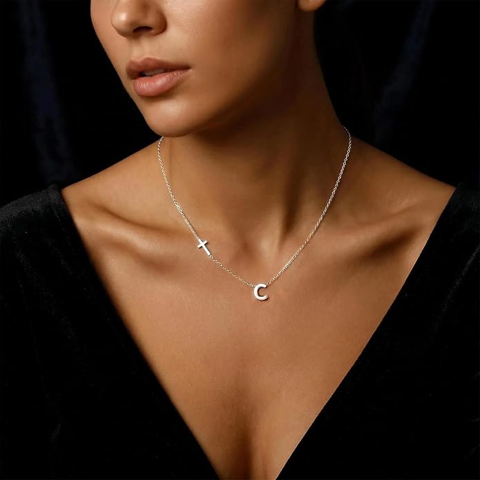Cross Necklace for Women with Initial, 18K Gold Plated Initial A-Z Pendant| Dainty Cute Cross Necklaces | Trendy Tiny Gold Letter Necklaces Jewelry Gifts for Women
