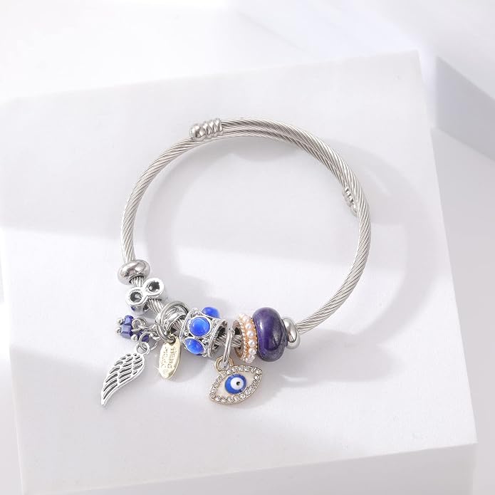 DS Charm Bracelets for girls,exquisite cute cartoon friendship bracelets Silver Stainless Steel Bangle with birthday Gift box, Adjustable girls jewelry Suitable for holiday gifts