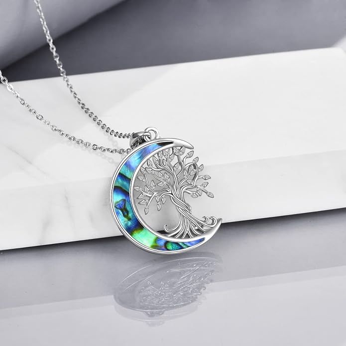 ONEFINITY Tree of Life Necklace 925 Sterling Silver Abalone Shell Celtic Knot Pendant Necklace for Women Jewelry
