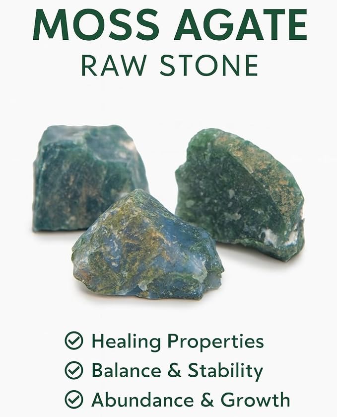 Large 1.25-2.0” Natural Moss Agate Raw Crystals Stones for Meditation, Chakra, Reiki, Crystal Grid, Energy Work, Wire Wrapping, Tumbling & Spiritual Home Decor
