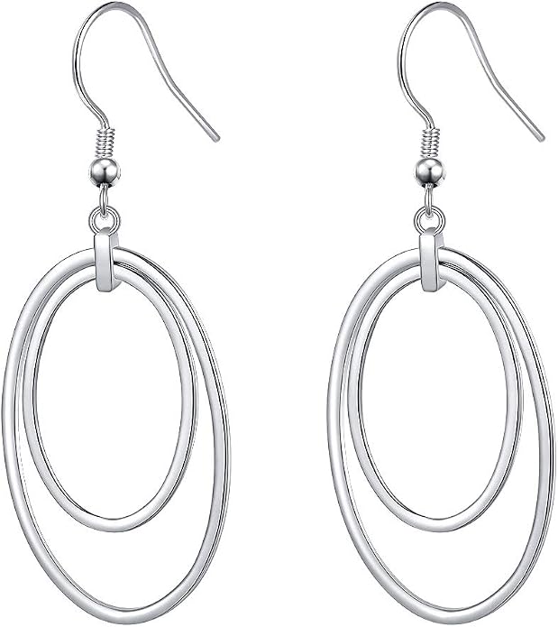 S925 Sterling Silver Trendy Dangle Drop Stud Loops Hoop Earrings for Women Jewelry Cuban Link