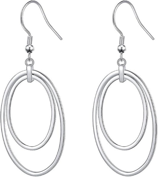 S925 Sterling Silver Trendy Dangle Drop Stud Loops Hoop Earrings for Women Jewelry Cuban Link
