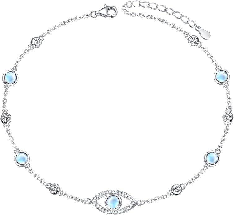 S925 Sterling Silver Ankle Bracelets Butterfly/Evil Eye/Anchor/infinity/Beach Anklet for Women Opal Moonstone Foot Chain Beach Jewelry