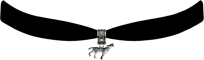 Victorian Vault Black Velvet Wolf Choker Steampunk Gothic Pendant Necklace