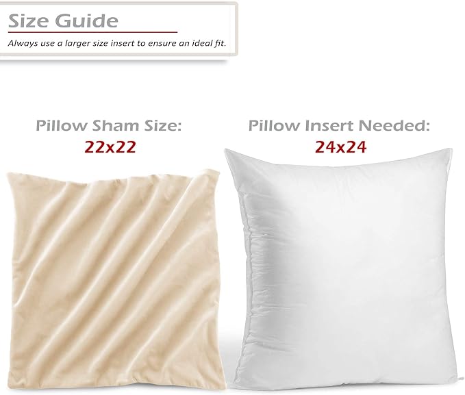 Nestl Throw Pillow Covers, Cozy Velvet Decorative Autumn Pillow Covers 22 x 22 Inches, Soft Solid Couch Pillow Covers for Sofa, Bed and Car, Set of 2 - Beige Cream