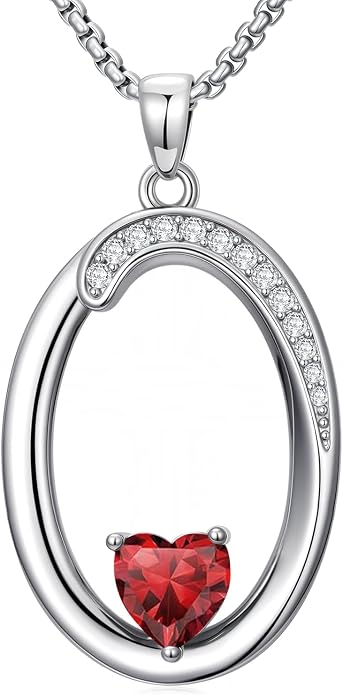 Birthday Gifts for Women Alphabet A to Z Initial Birthstone Pendant Necklaces for Women - 18k White Gold Plated Personalized Name Jewelry Anniversary Graduation Gifts for Wife Her Daughter Girlfriend(with Gift Box)