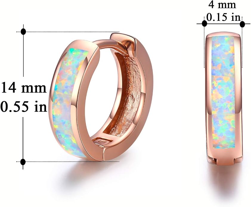 CUOKA MIRACLE 925 Sterling Silver Opal Hoop Earrings for Women - Opal Hinged Huggie Hoops, Hypoallergenic Small Hoop Earrings for Sensitive Ears, Dainty Everyday Jewelry Birthday Christmas Gift