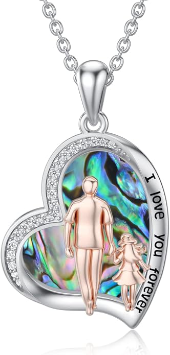 PROESS S925 Sterling Silver Daughter Heart Pendant Necklace from Dad Mom I Love You Forever Jewelry