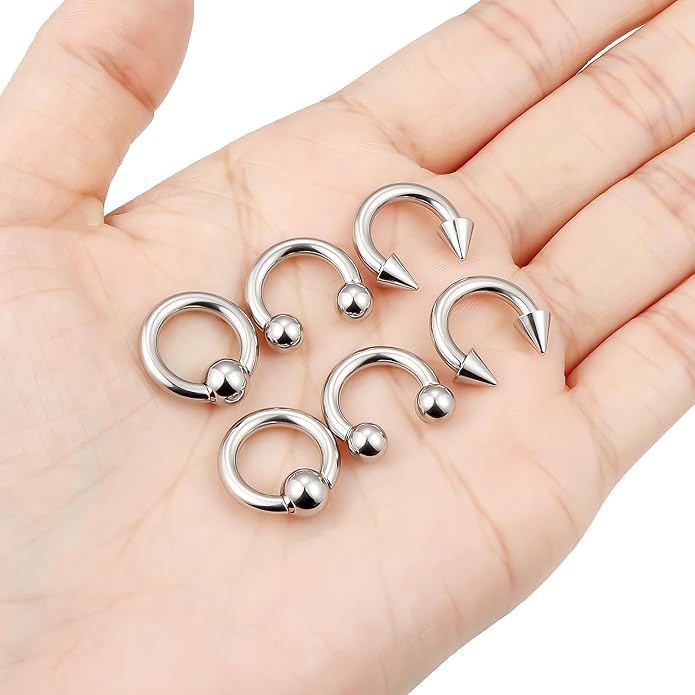 00G 0G 2G 4G 6G 8G 10G 12G 14G 16G Septum Rings Silver Black Surgical Steel Heavy Gauges Earrings Stretching kit Eyebrow Lip Septm Nose Rings Helix Tragus Daith Rook Earrings Hoops 10mm-19mm