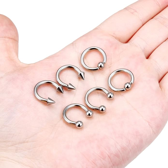 00G 0G 2G 4G 6G 8G 10G 12G 14G 16G Septum Rings Silver Black Surgical Steel Heavy Gauges Earrings Stretching kit Eyebrow Lip Septm Nose Rings Helix Tragus Daith Rook Earrings Hoops 10mm-19mm