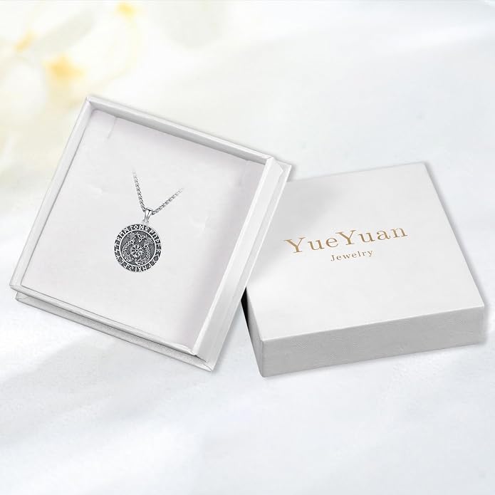 Viking Necklace for Men 925 Sterling Silver Rune Amulet Pendant Nordic Necklace Viking Jewelry Gift for Father Husband Son
