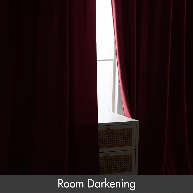 MIULEE Berry Blackout Velvet Curtains Drapes 108 Inch Long 52"x108" Bedroom | Luxurious Bedroom Living Room Decor, Room Darkening, Thermal Insulated, Rod Pocket Design, Super Soft Fabric, Extra Long