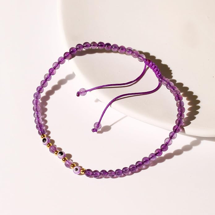 Evil Eye Ankle Bracelets for Women Beads Anklets Beach Accessiory Gemstone Healing Crystal Adjustable