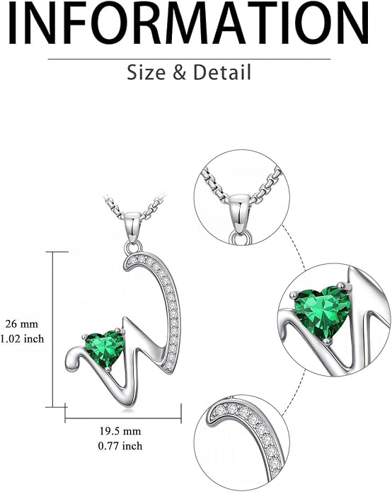Birthday Gifts for Women Alphabet A to Z Initial Birthstone Pendant Necklaces for Women - 18k White Gold Plated Personalized Name Jewelry Anniversary Graduation Gifts for Wife Her Daughter Girlfriend(with Gift Box)