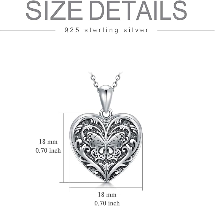 SOULMEET Personalized Silver Locket Necklace That Holds Pictures Photo Keep Someone Near to You, Memorial Custom Lockets Necklaces Letters Engraving for His Her