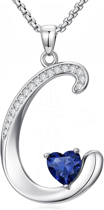 Birthday Gifts for Women Alphabet A to Z Initial Birthstone Pendant Necklaces for Women - 18k White Gold Plated Personalized Name Jewelry Anniversary Graduation Gifts for Wife Her Daughter Girlfriend(with Gift Box)