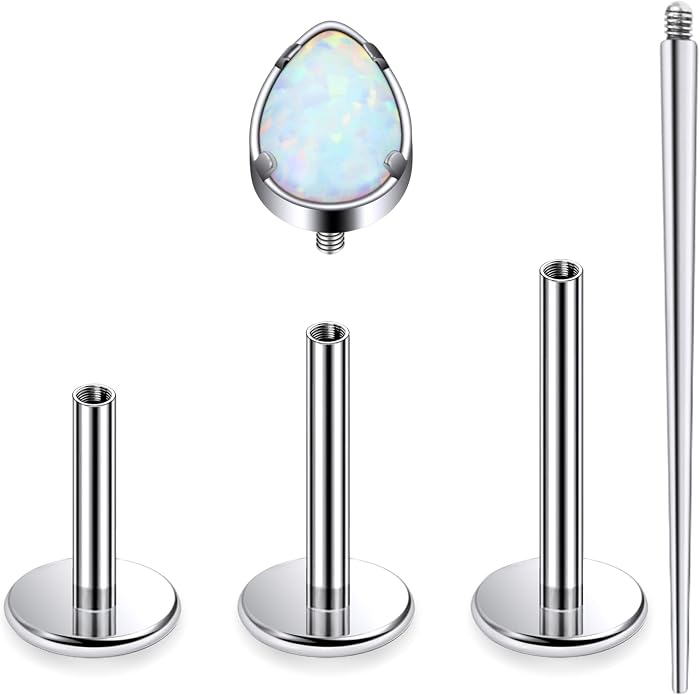 16G Astm F136 Titanium Internal Thread Flat Back Earrings Nose Studs Tragus Forward Helix Conch Cartilage Lobe Earrings Stud Medusa Labret Monroe Lip Ring Piercing Jewelry For Women Men