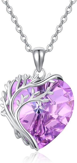 Tree of Life Necklace for Women 925 Sterling Silver Crystal Tree of Life Pendant Necklace Crystal Pendant Jewelry Gift for Women